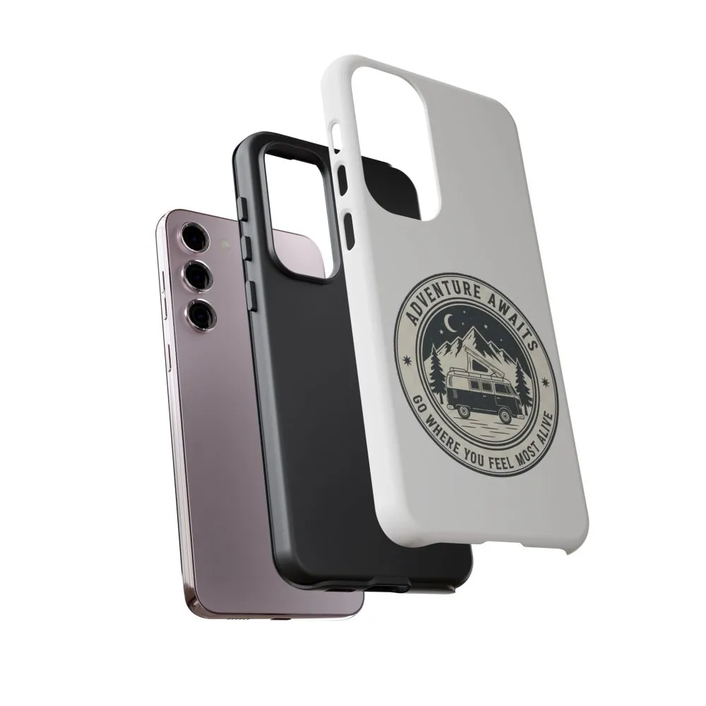 Phone Case — "Adventure Awaits-Go Where You Feel Most Alive" Camper Van Design