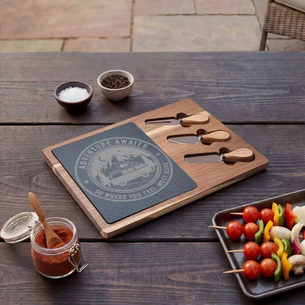 Engraved Charcuterie Board - "Adventure Awaits-Go Where You Feel Most Alive" (4 Variants Available)