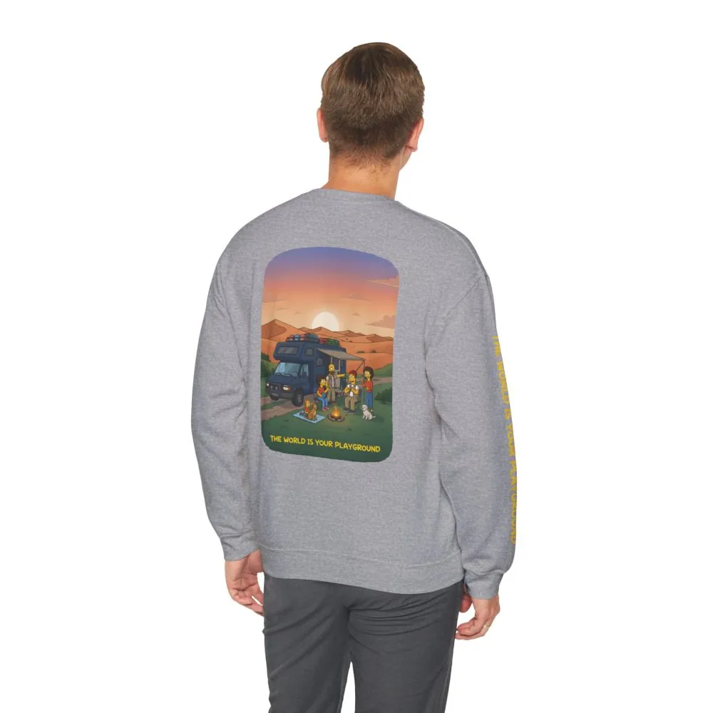 Unisex Heavy Blend™ Crewneck Sweatshirt — "The World Is Your playground" Design Sitcom-Line