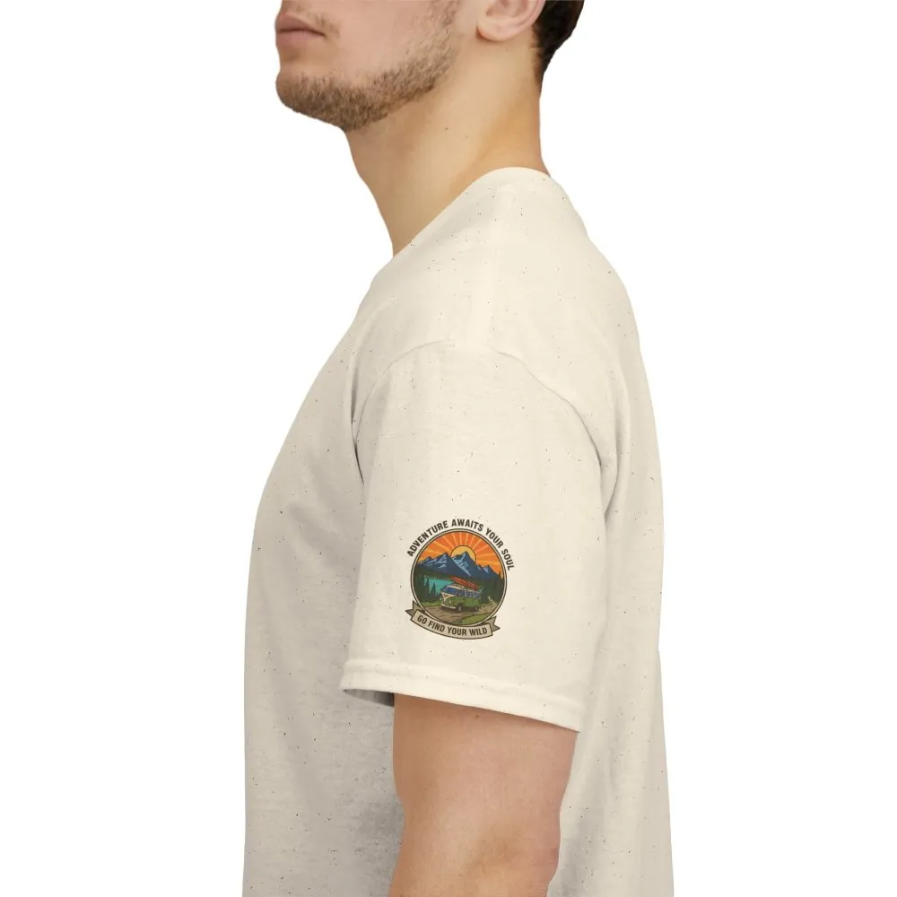 Unisex Heavy Cotton Tee — “Adventure Awaits Your Soul: Go Find Your Wild” Van & Mountain Graphic