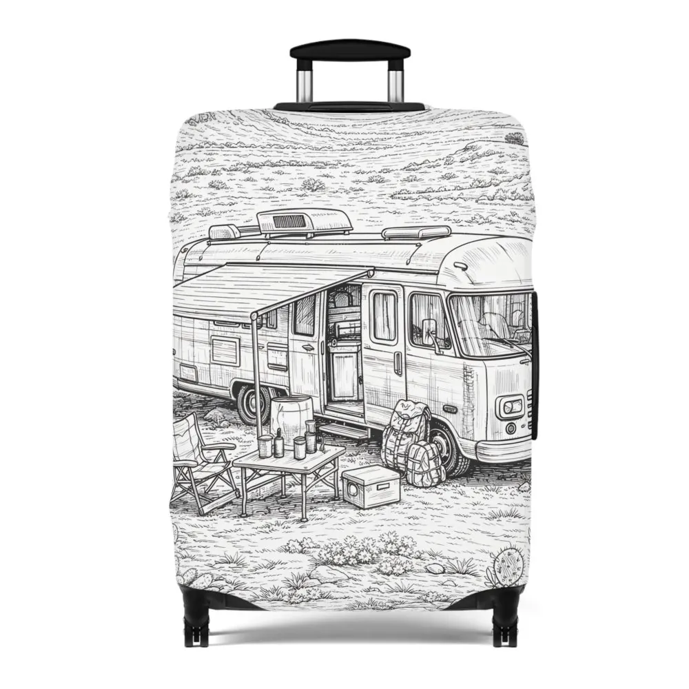 8889545613975909484_2048.jpeg Luggage Cover — Adventure Camper Sketch Travel Suitcase