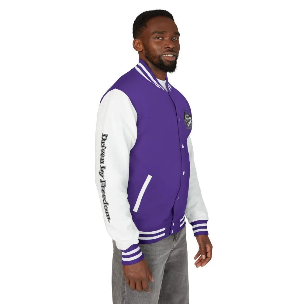 Unisex Heavyweight Letterman Jacket — "Driven By freedom" Travel Varsity Coat