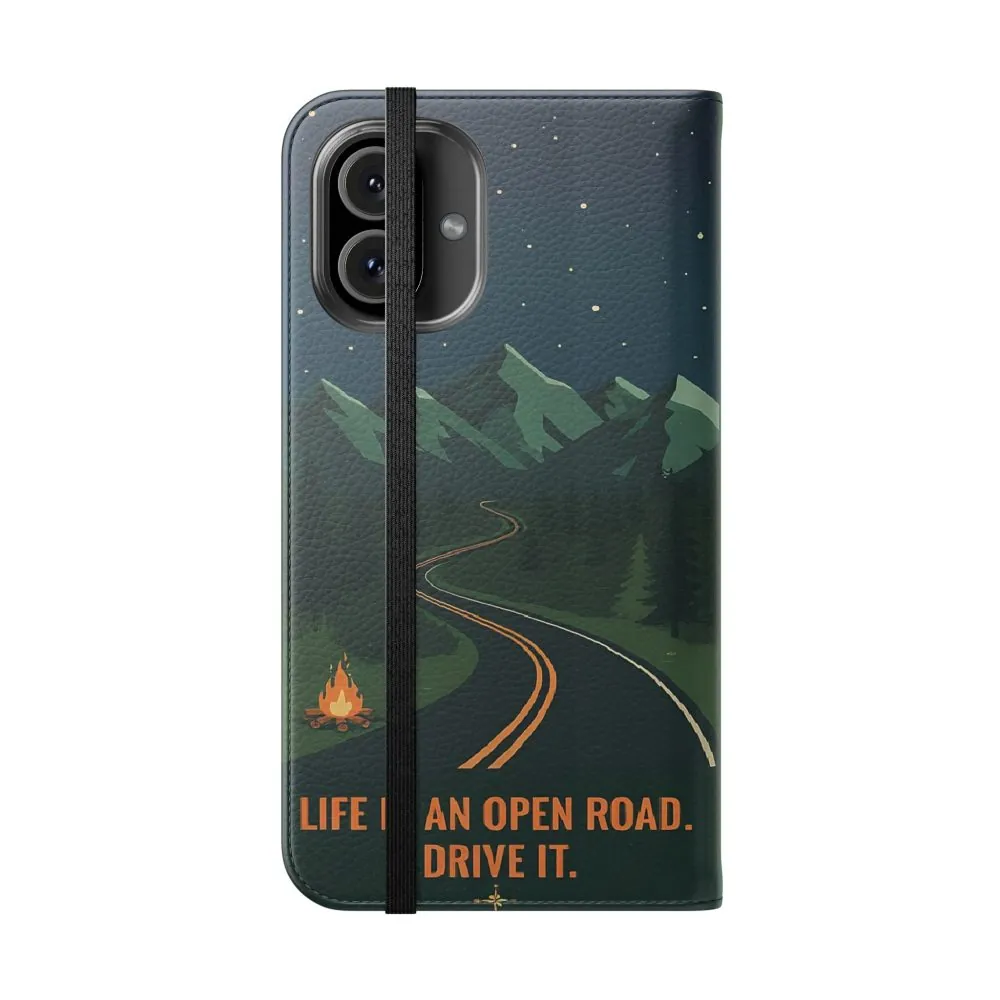 8896430075476073327_2048.jpeg Flip Phone Case — "Roam More Worry Less - Life Is An Open Road" Phone Wallet