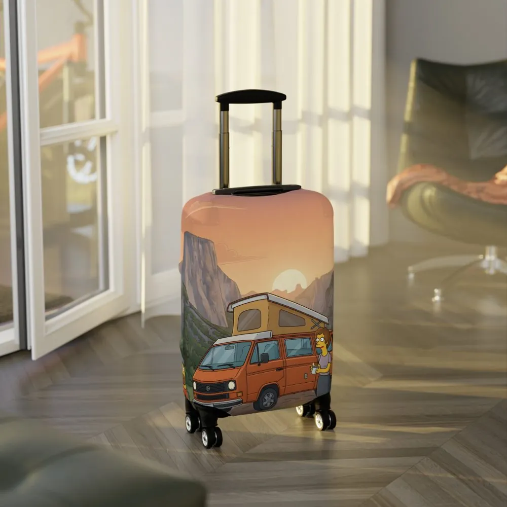 Luggage Cover — Adventure Camper Sketch Travel Suitcase(Design Sitcom-Line)