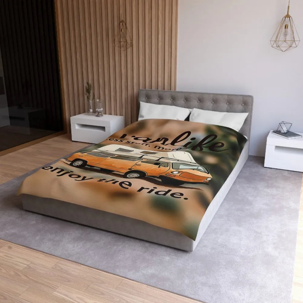 Duvet Cover – “Vanlife - Less Stuff. More Stories. Enjoy the Ride.” Camper Van Bedding
