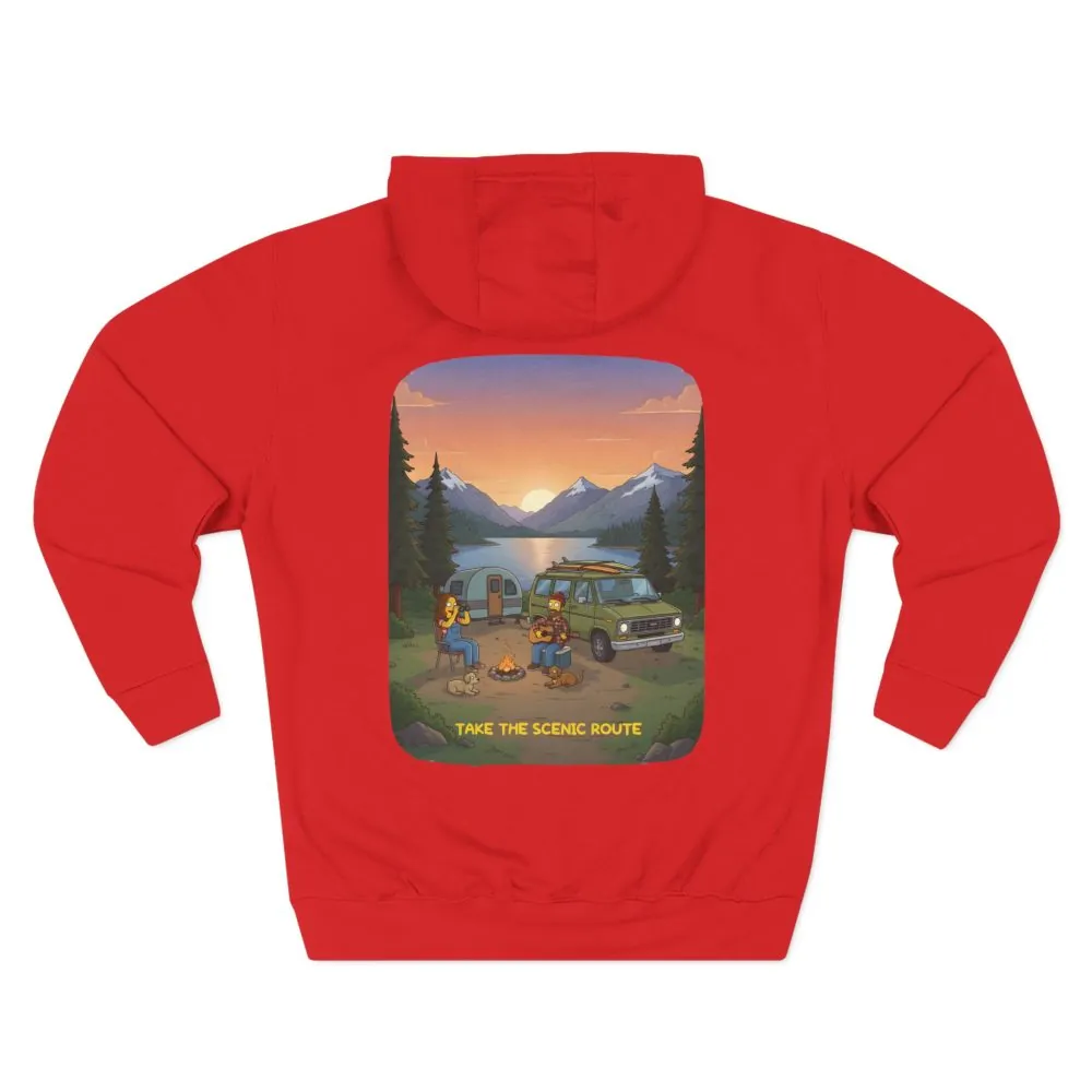 Three-Panel Fleece Hoodie - "Take The Scenic Route" Design Sitcom-Line