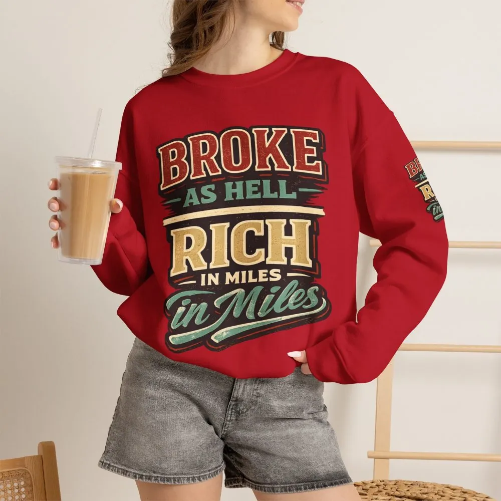 Unisex Heavy Blend™ Crewneck Sweatshirt — "Broke As Hell" Design F**K-Line