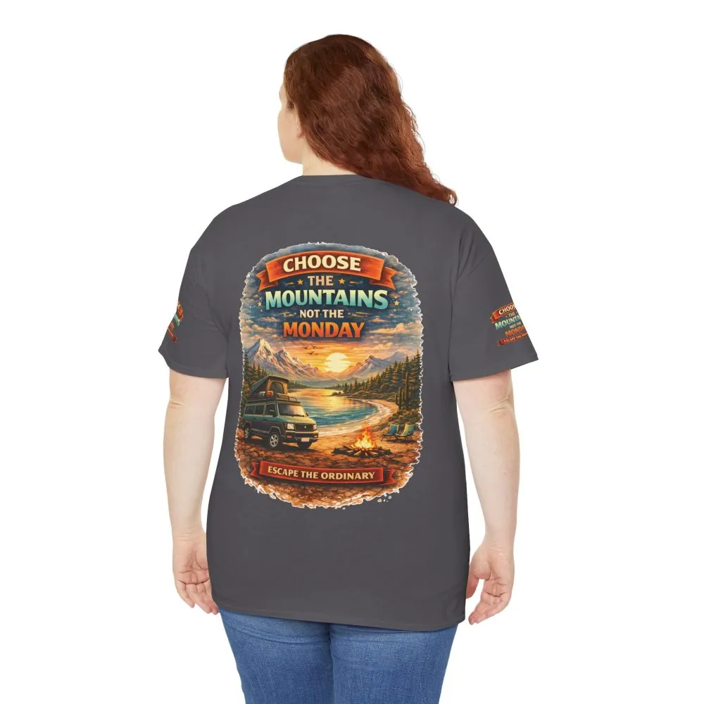 Unisex Heavy Cotton Tee — "Choose The Mountens" Design Scenic-Line