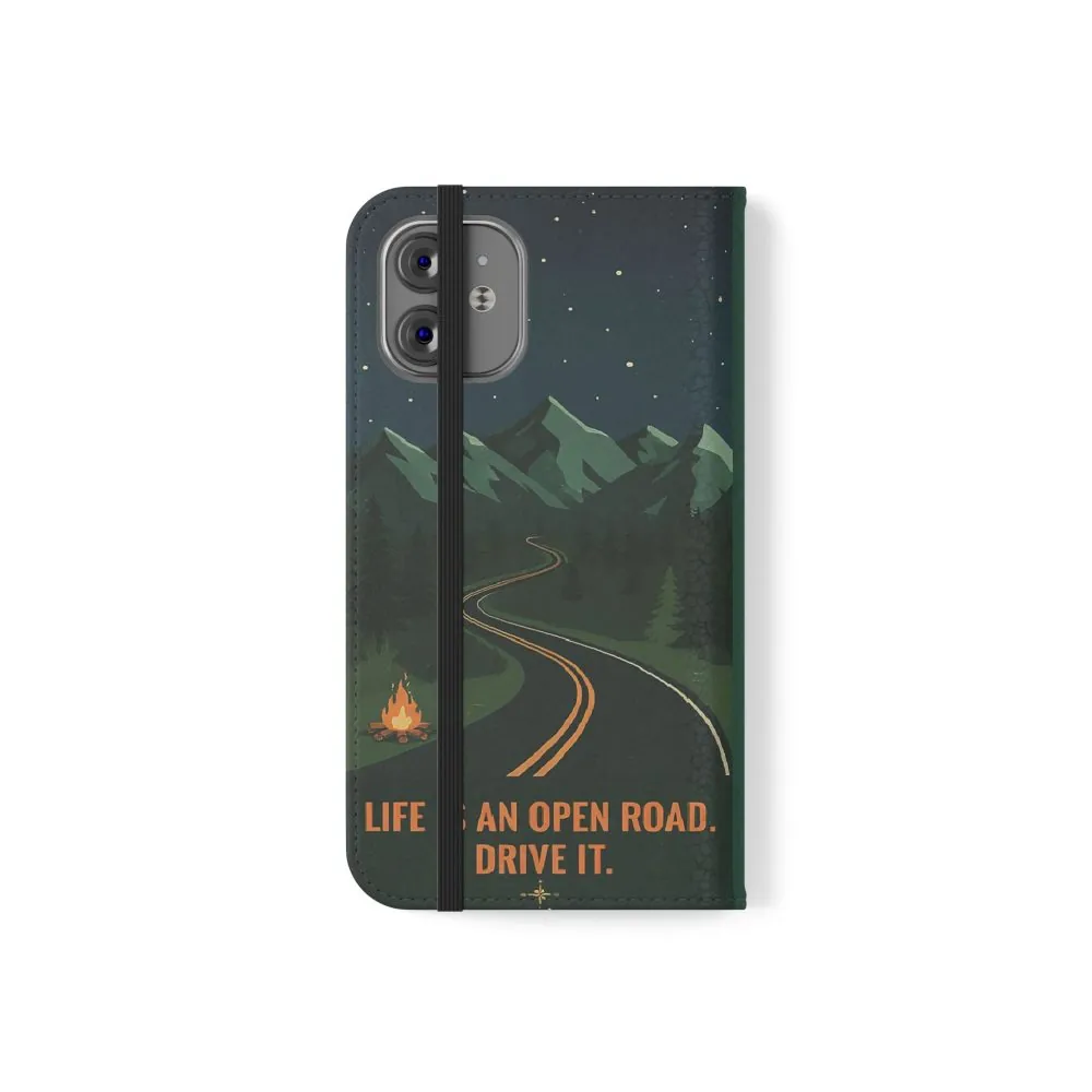 8932769343033135690_2048.jpeg Flip Phone Case — "Roam More Worry Less - Life Is An Open Road" Phone Wallet