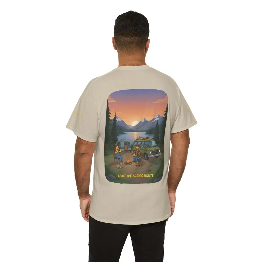 Unisex Heavy Cotton Tee — "Take The Scenic Route" Design Sitcom-Line