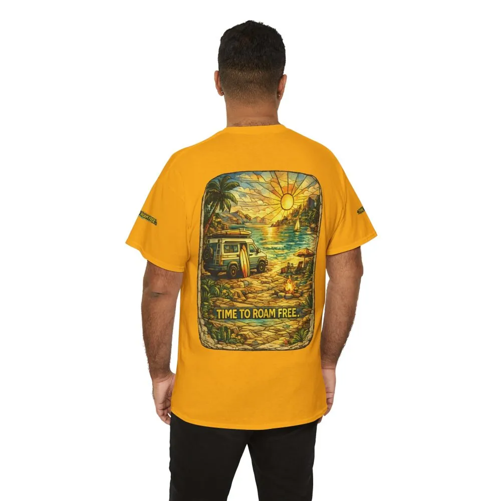 8948039959005001673_2048.jpeg Unisex Heavy Cotton Tee — "Time To Roam Free" Design Cubic-Line