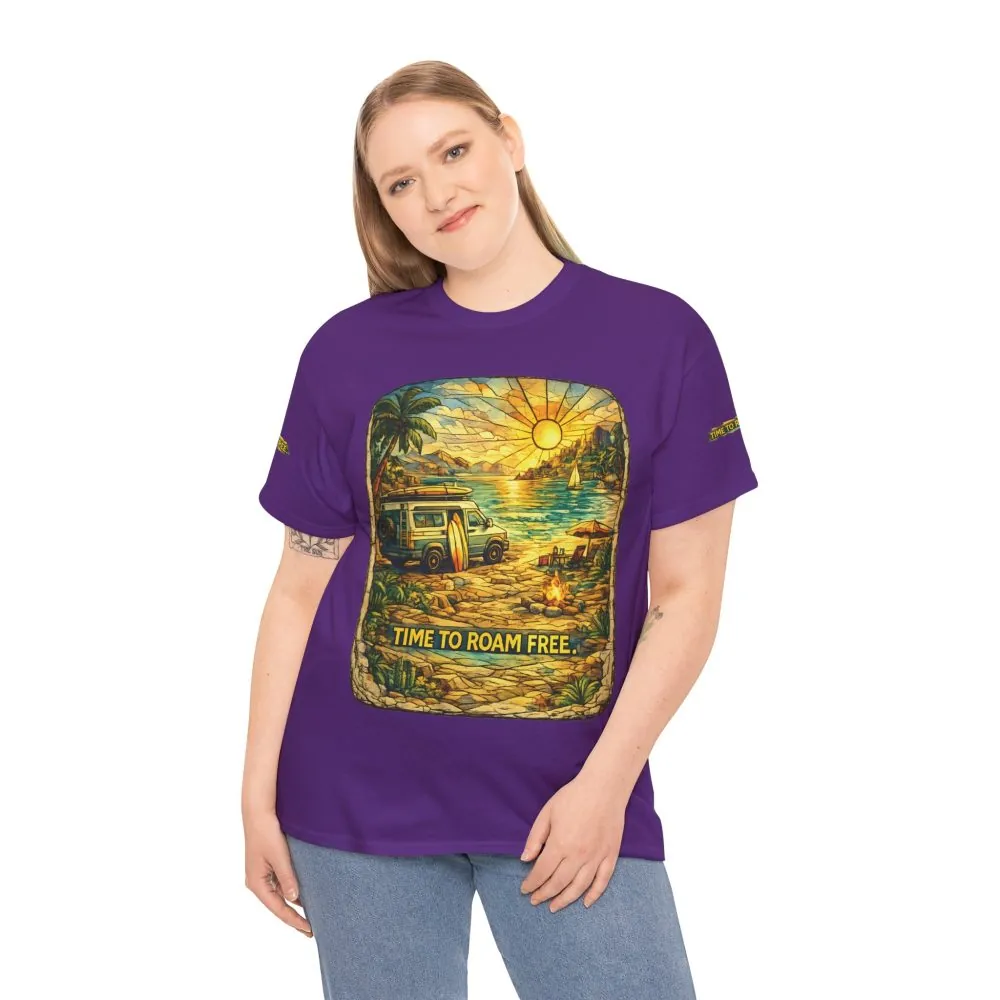 894813308660700149_2048.jpeg Unisex Heavy Cotton Tee — "Time To Roam Free" Design Cubic-Line