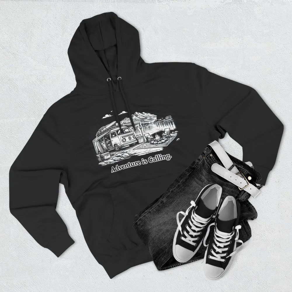 8975709098207428045_2048.jpeg Three-Panel Fleece Hoodie - "Adventure Is Calling" Design Minimal-Line