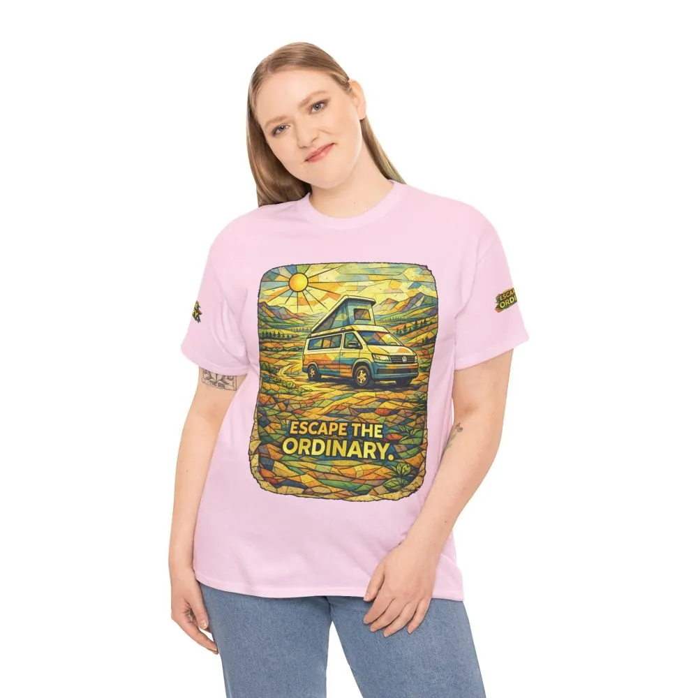Unisex Heavy Cotton Tee — "Escape The Ordinary" Design Cubic-Line