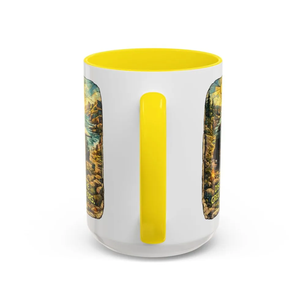 Accent Coffee Mug (11, 15oz) — "Discover The Great Outdoors" Design Cubic-Line