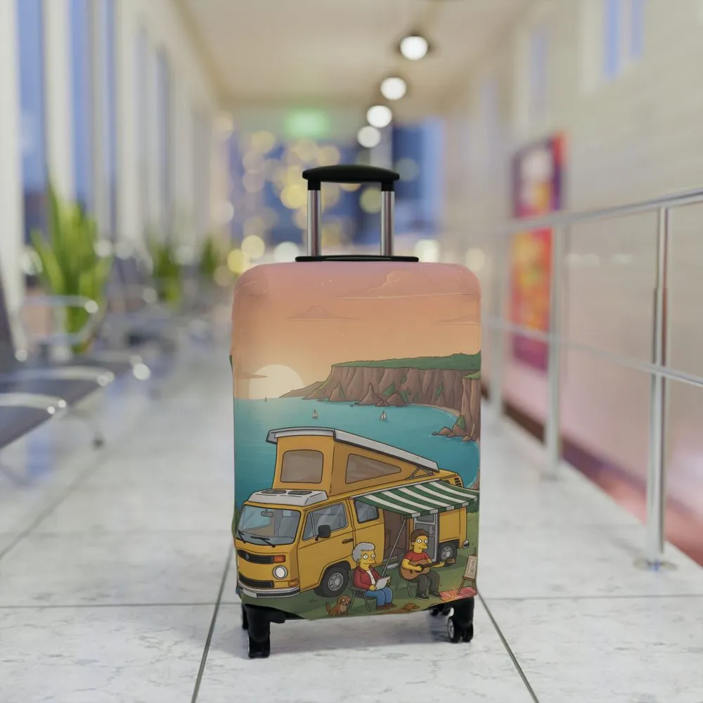 Luggage Cover — Adventure Camper Sketch Travel Suitcase(Design Sitcom-Line)