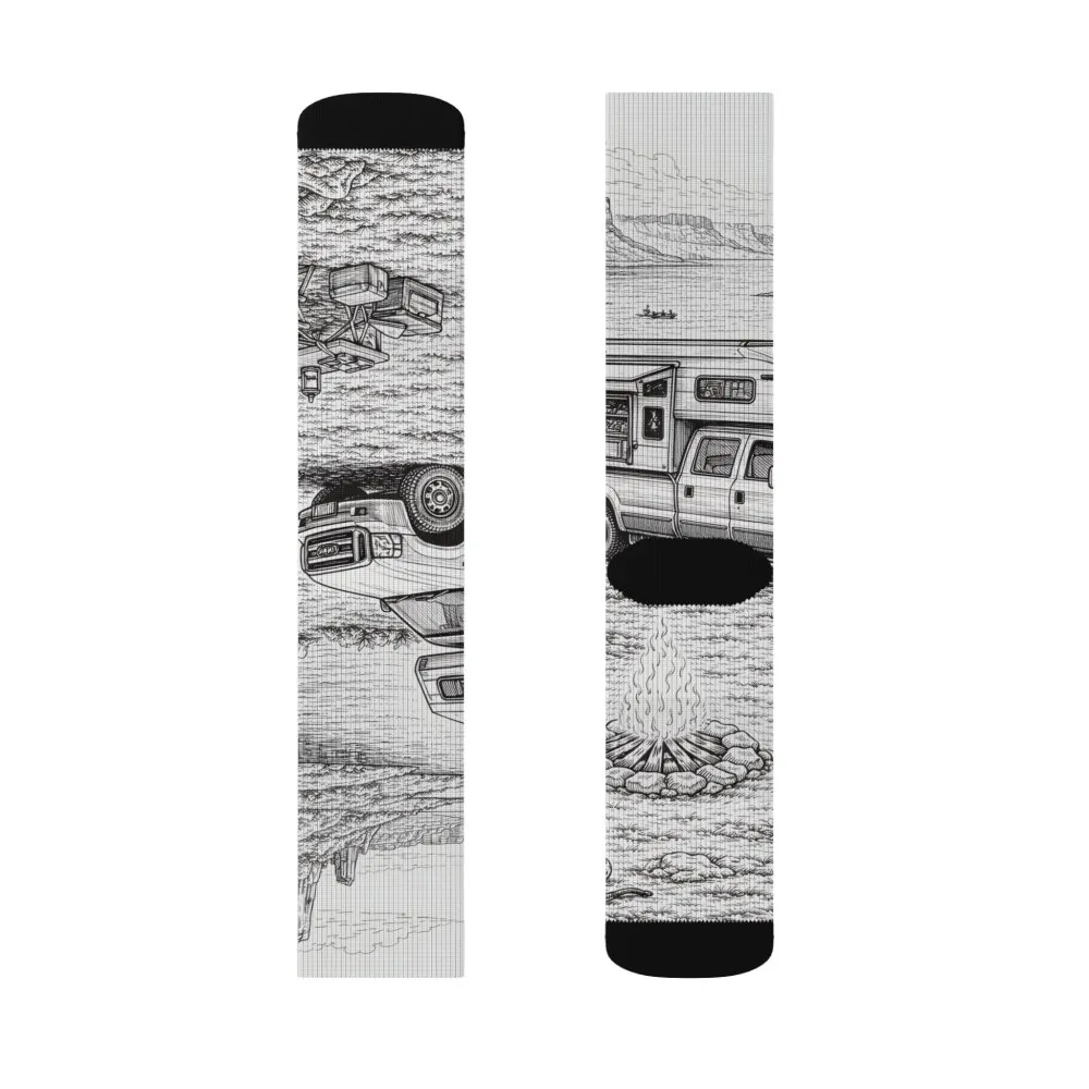 Sublimation Socks — Retro Camper Roadtrip Crew Socks