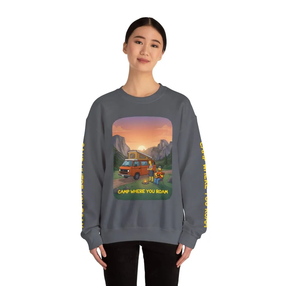 Unisex Heavy Blend™ Crewneck Sweatshirt — "Camp Where You Roam" Design Sitcom-Line
