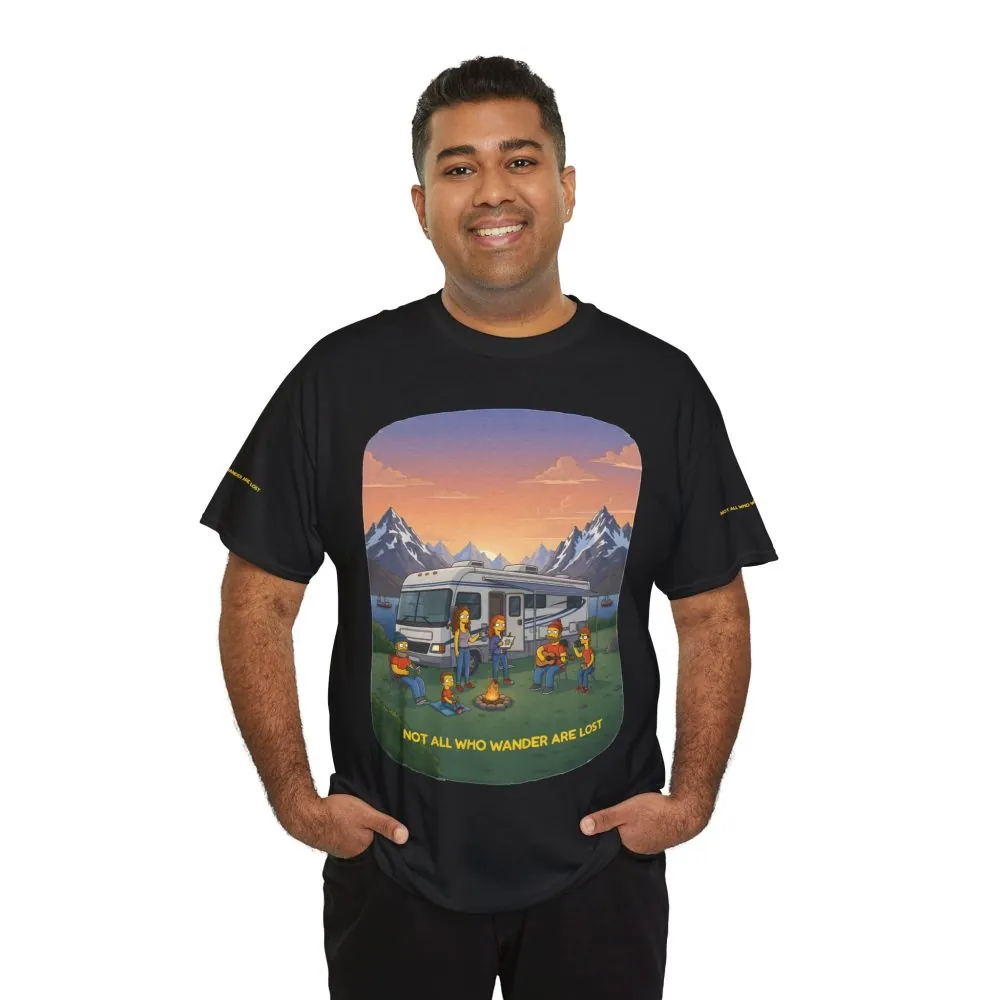 Unisex Heavy Cotton Tee — "Not All Who Wander Are Lost" Design Sitcom-Line