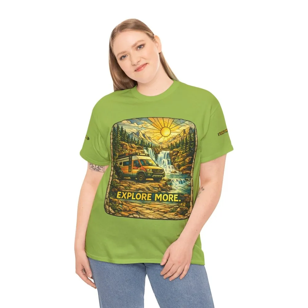 Unisex Heavy Cotton Tee — "Explore More" Design Cubic-Line