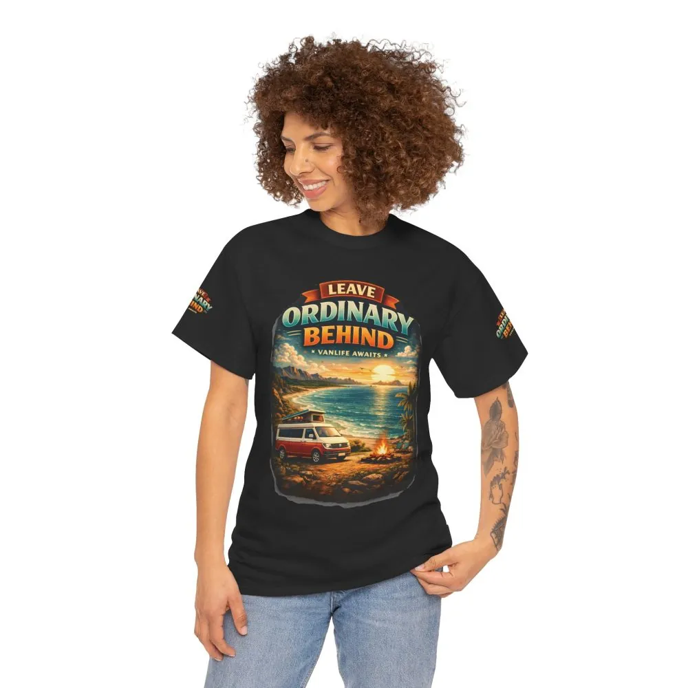 Unisex Heavy Cotton Tee — "Leave Ordinary Behind" Design Scenic-Line