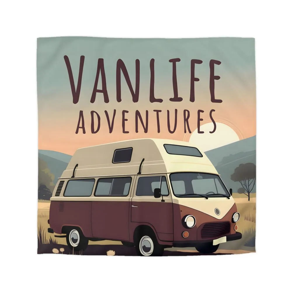 9050305119304646224_2048.jpeg Duvet Cover — "Vanlife Adventures" Vintage Camper Van Bedding for Travel Lovers