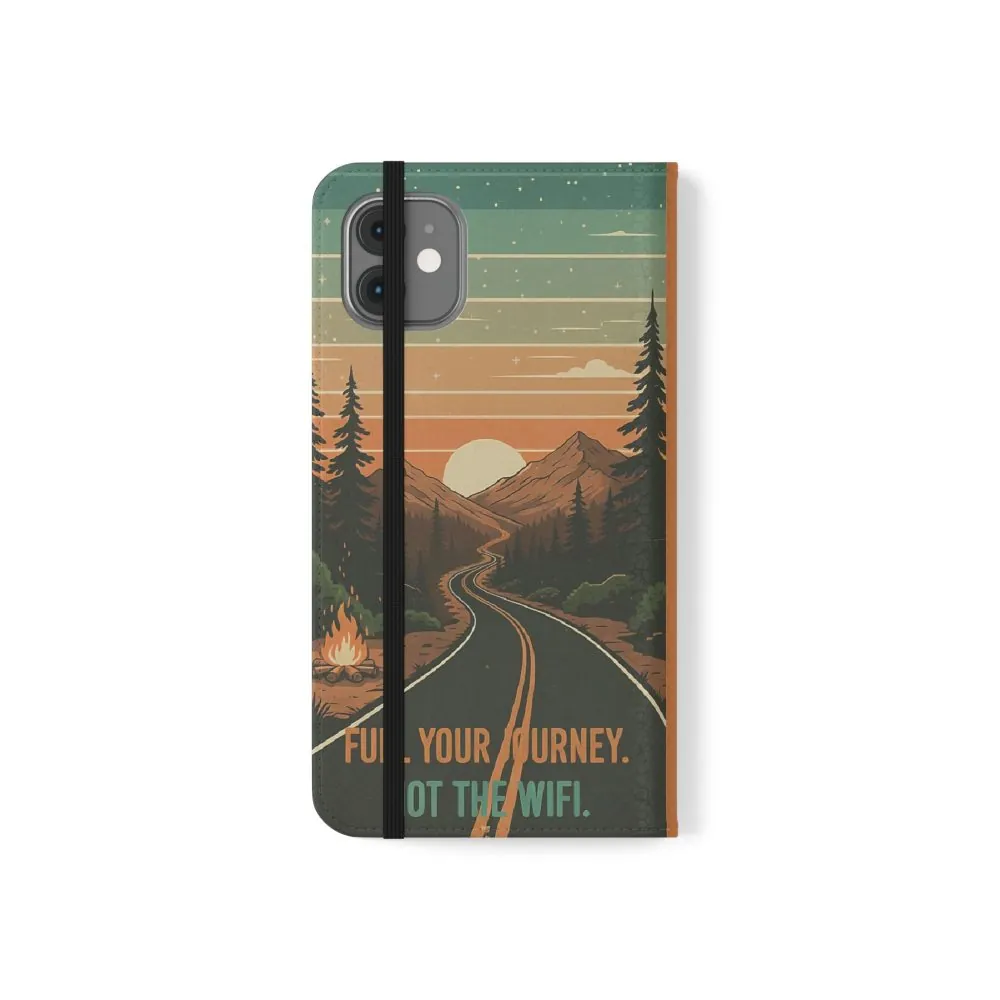Flip Phone Case — "Adventure Awaits Unplug & Drive" Wallet Case