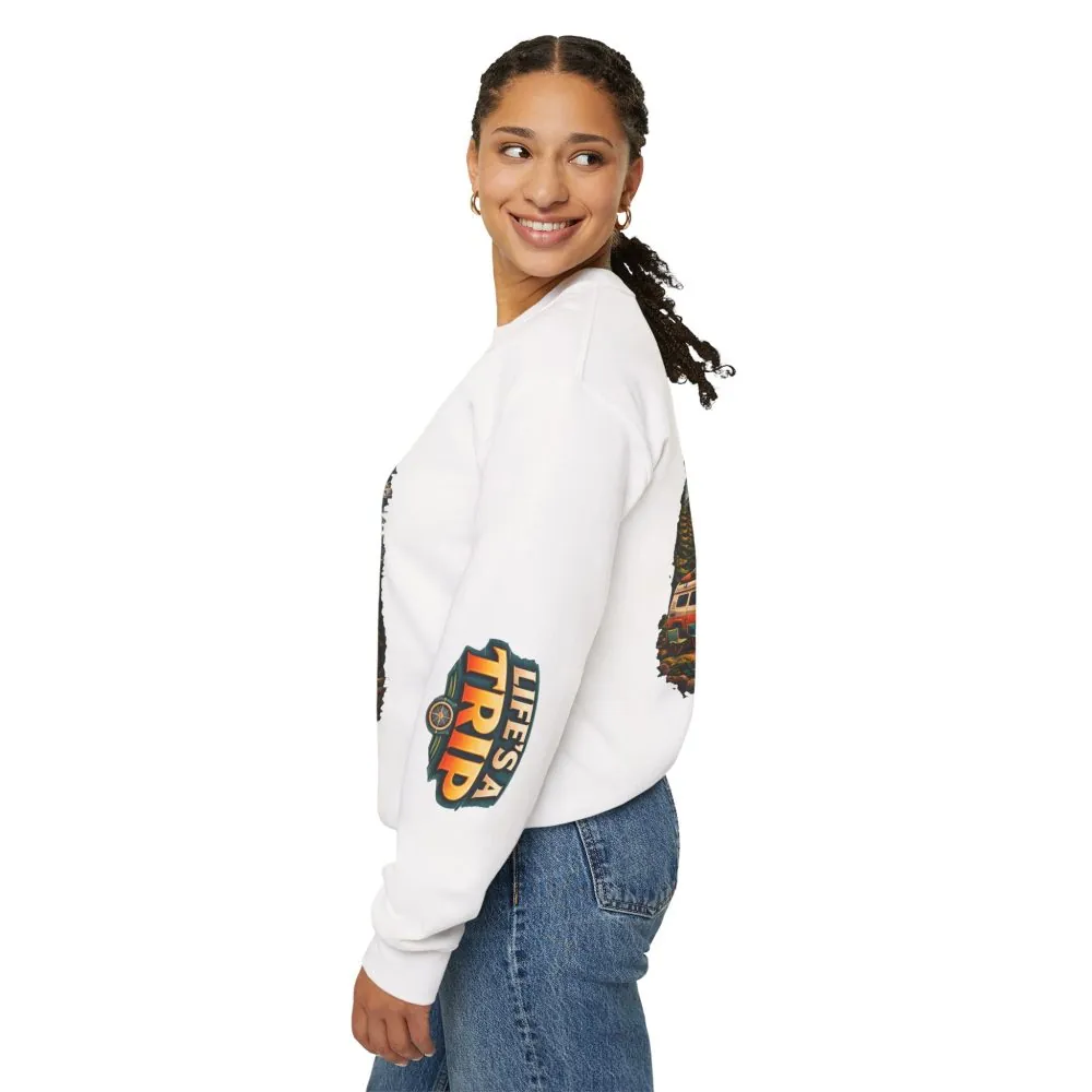 Unisex Heavy Blend™ Crewneck Sweatshirt — "Life s A Trip" Design Scenic-Line