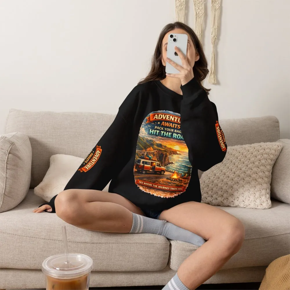 9066632825268329525_2048.jpeg Unisex Heavy Blend™ Crewneck Sweatshirt — "Adventure Awaits-Pack Your Bags" Design Scenic-Line