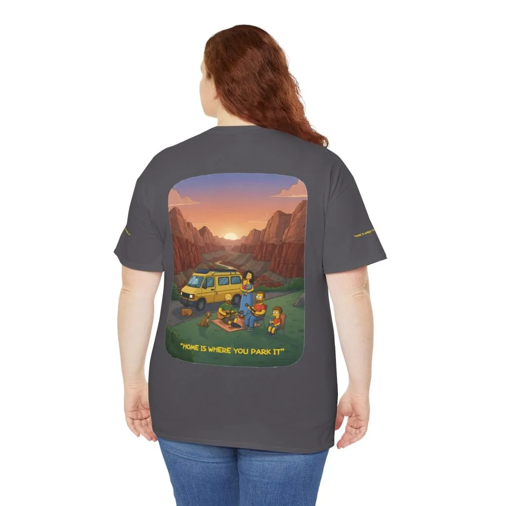 Unisex Heavy Cotton Tee — "Home Is Where You Park It" Design Sitcom-Line