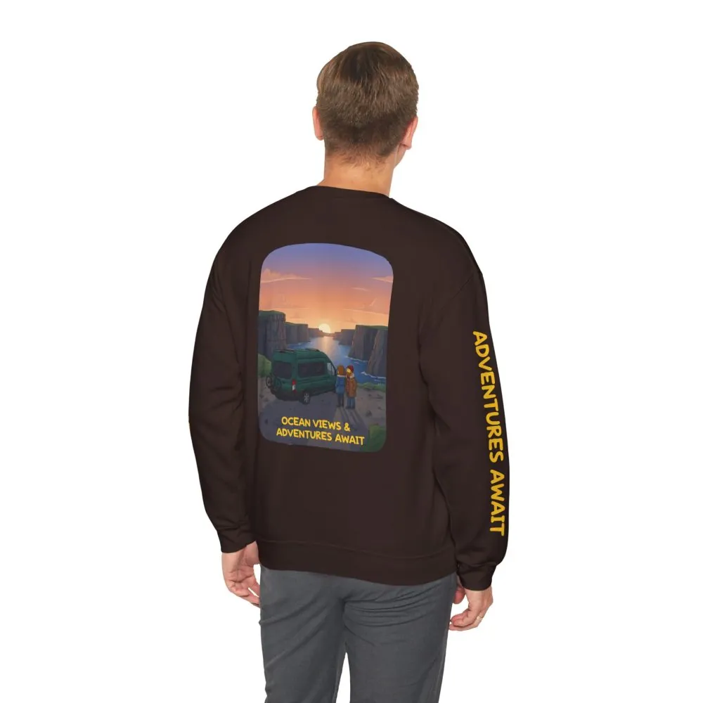 9099456276274090930_2048.jpeg Unisex Heavy Blend™ Crewneck Sweatshirt — "Ocean Views-Adventures Awaits" Design Sitcom-Line