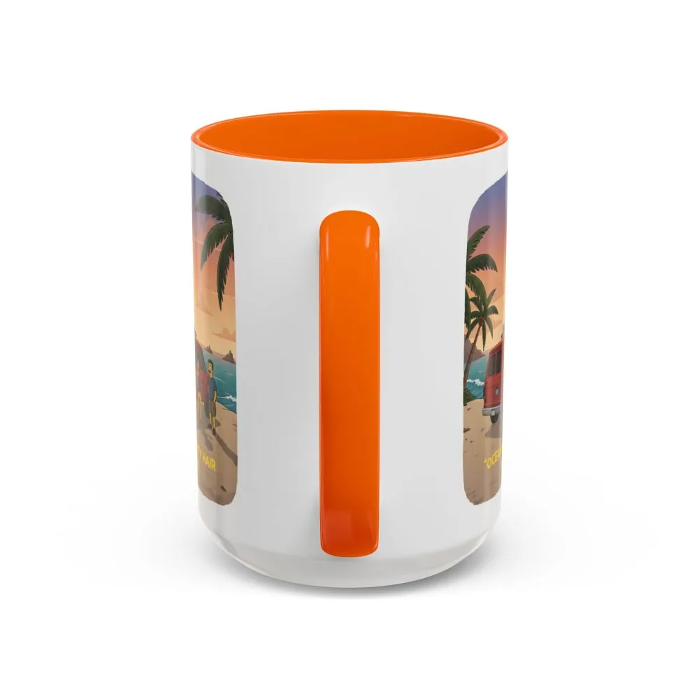 Accent Coffee Mug (11, 15oz) — "Ocean Air Salty Hair Van Life" Design Sitcom-Line