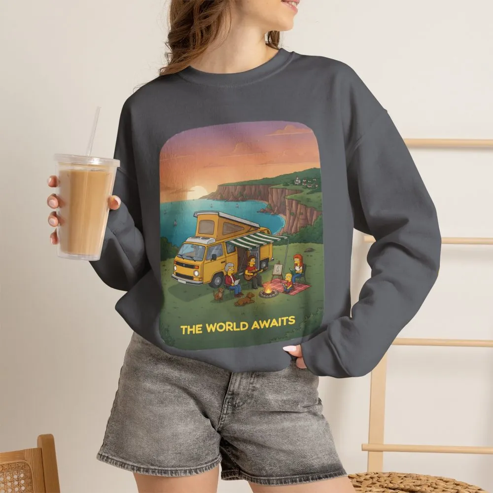 9114794646707095671_2048.jpeg Unisex Heavy Blend™ Crewneck Sweatshirt — "The World Awaits" Design Sitcom-Line