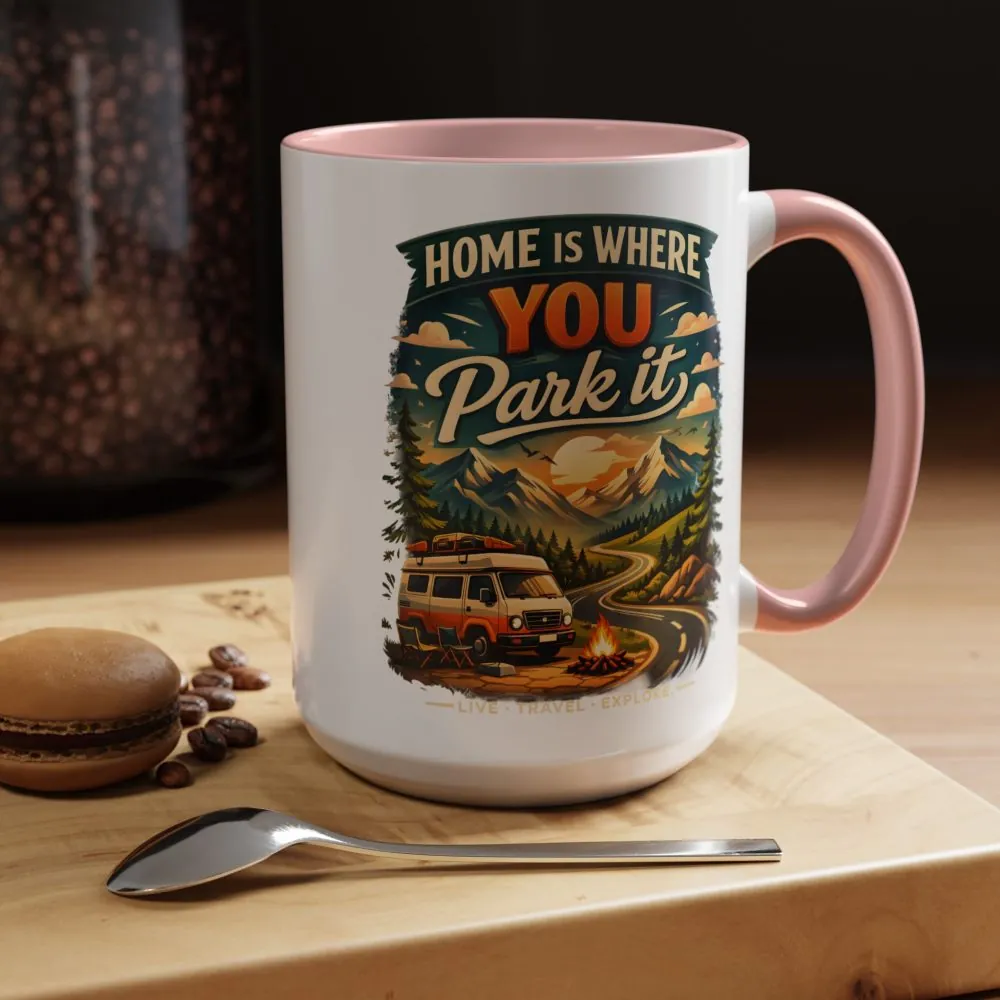 9117868771093204023_2048.jpeg Accent Coffee Mug (11, 15oz) — "Home Is Where You Park It" Design Scenic-Line