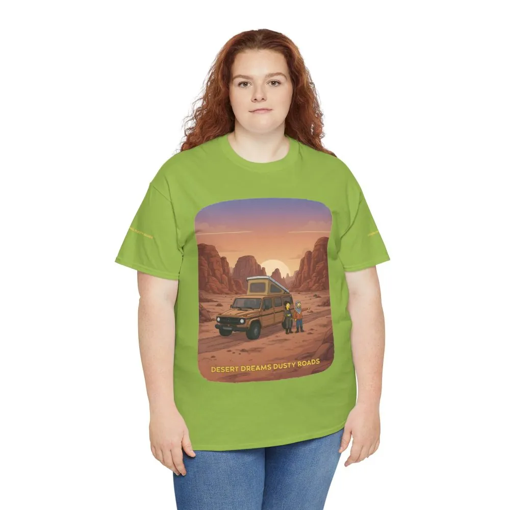 Unisex Heavy Cotton Tee — "Desert Dreams Dusty Roads" Design Sitcom-Line