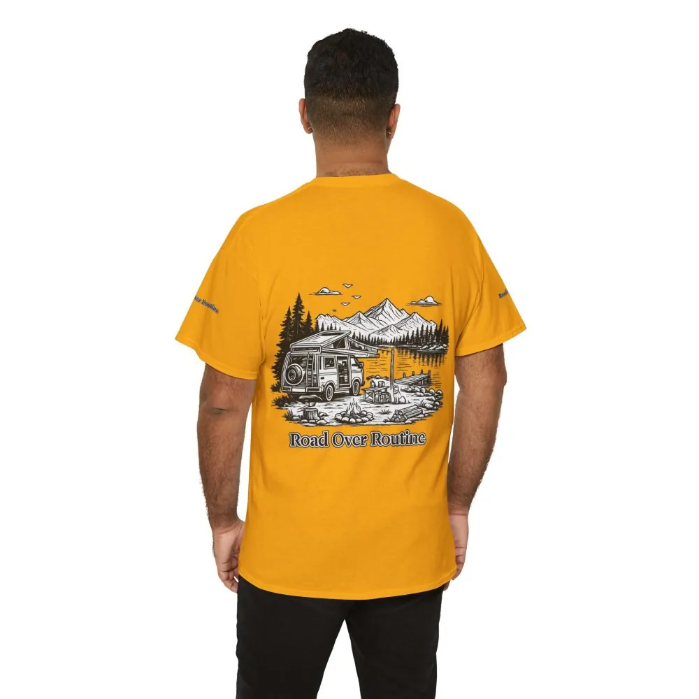 913442856965510059_2048.jpeg Unisex Heavy Cotton Tee — "Road Over Routine" Design Minimal-Line