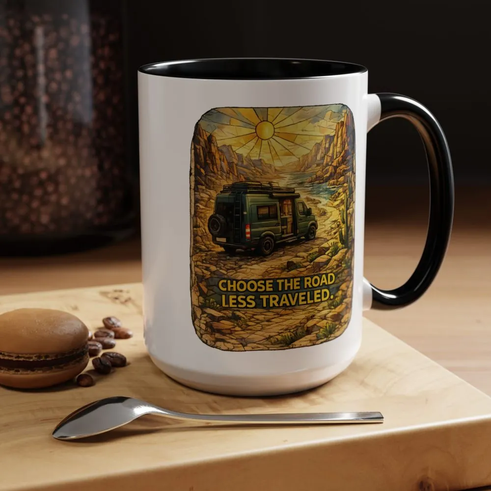 9135603940118195931_2048.jpeg Accent Coffee Mug (11, 15oz) — "Choose The Road Less Traveled" Design Cubic-Line