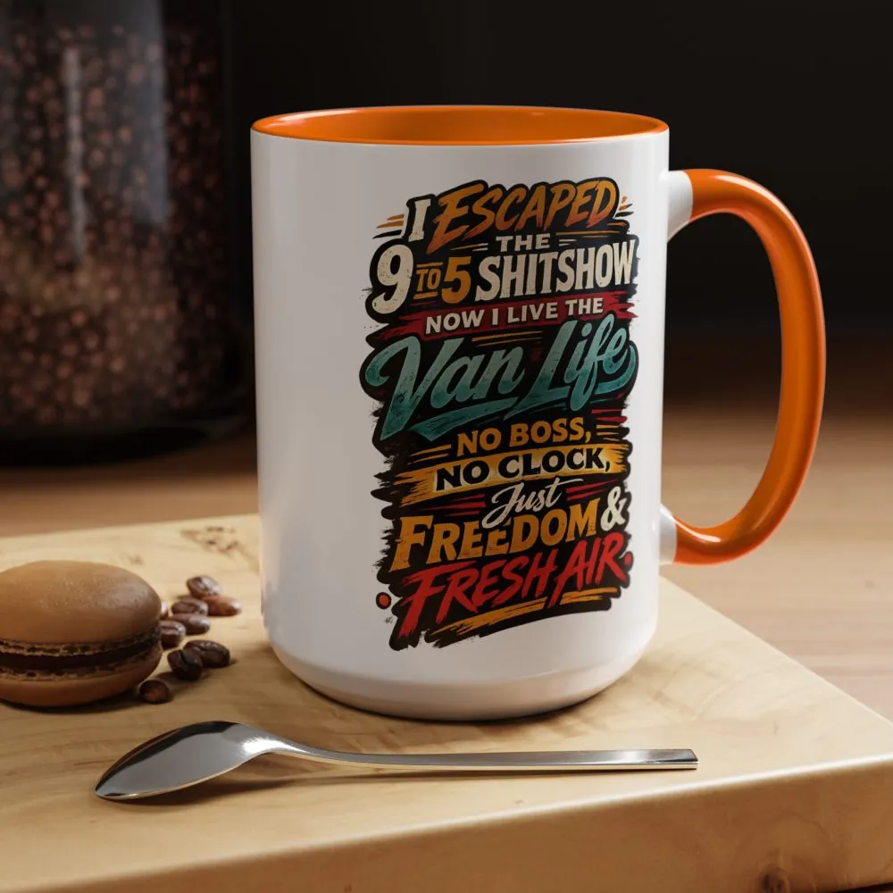 9138029621756075321_2048.jpeg Accent Coffee Mug (11, 15oz) — "I Escaped The 9 To 5" Design F**K-Line