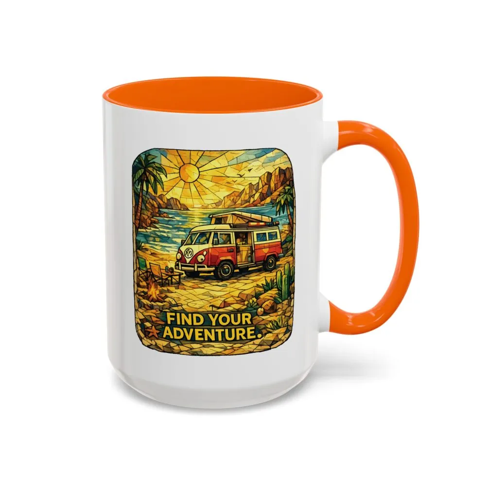 9146502626051491733_2048.jpeg Accent Coffee Mug (11, 15oz) — ""Find Your Adventure"" Design Cubic-Line