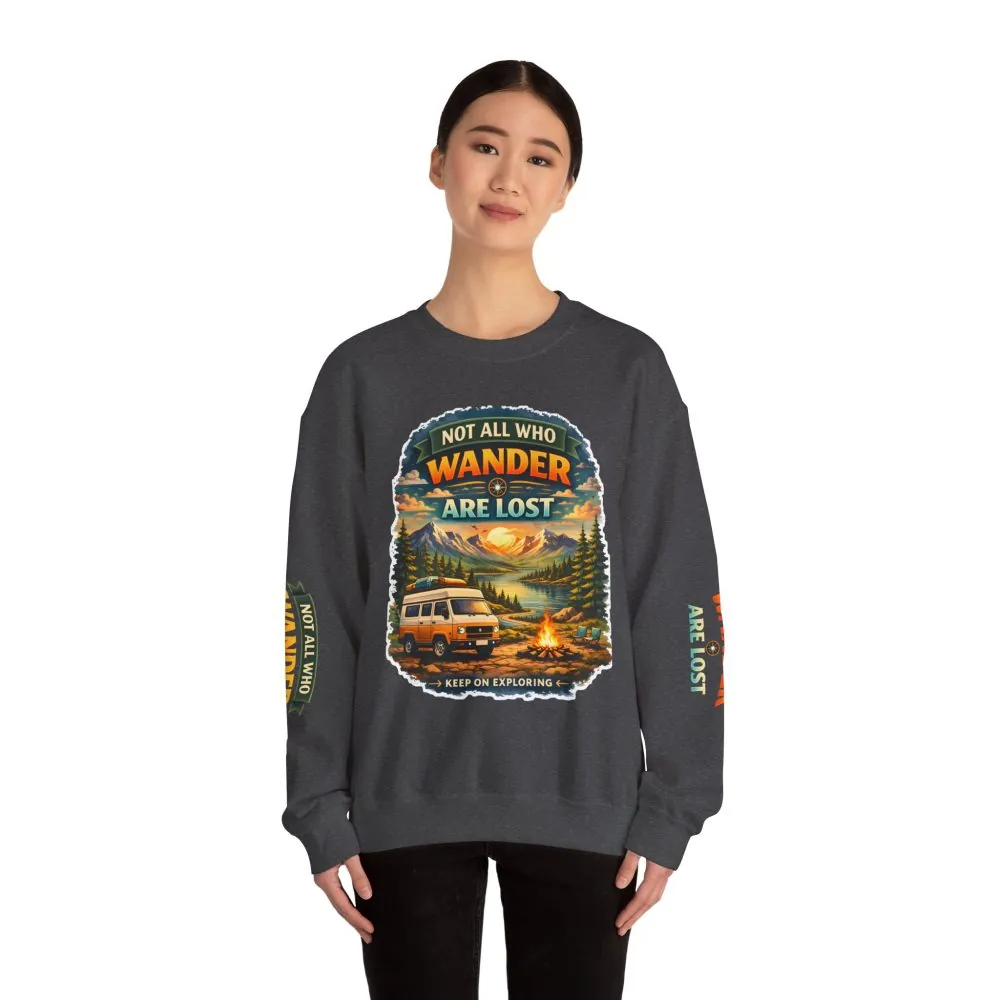 9151762234370489265_2048.jpeg Unisex Heavy Blend™ Crewneck Sweatshirt — "Not All Who Wander Are Lost" Design Scenic-Line