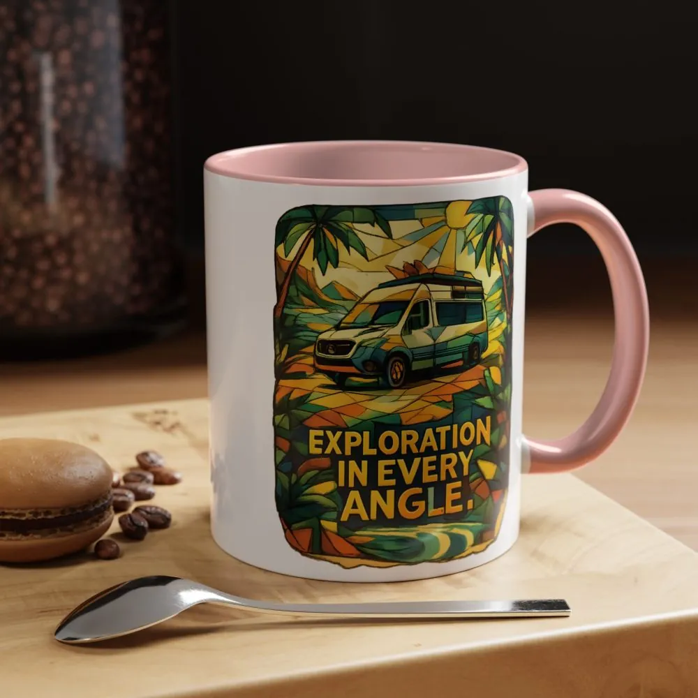 Accent Coffee Mug (11, 15oz) — "Exploration In Every Angle" Design Cubic-Line