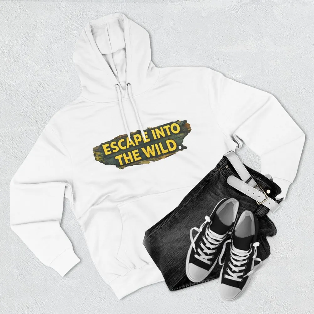 Three-Panel Fleece Hoodie - "Escape Into The Wild" Design Cubic-Line