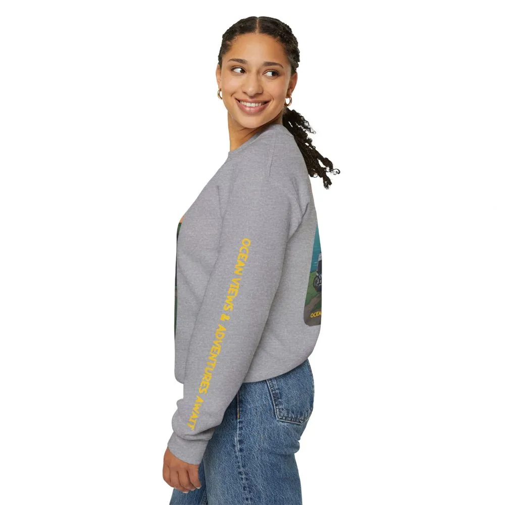9157271346609673431_2048.jpeg Unisex Heavy Blend™ Crewneck Sweatshirt — "Ocean Views-Adventures Awaits" Design Sitcom-Line