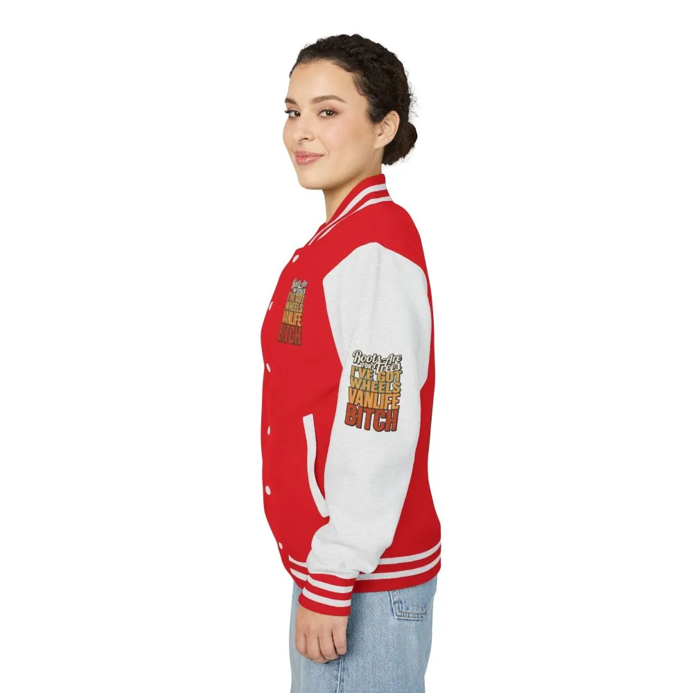 Unisex Heavyweight Letterman Jacket — "Roots Are For Trees" Design F**K-Line