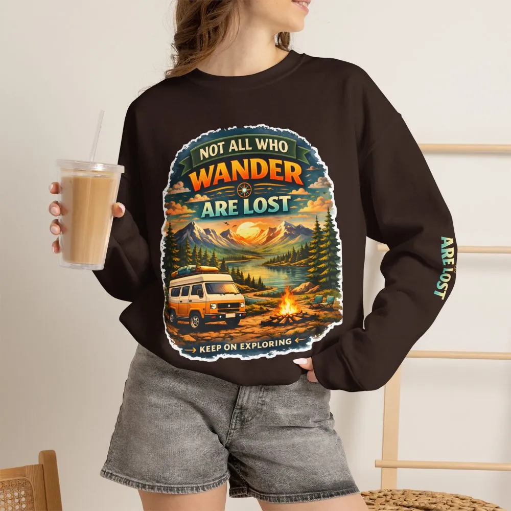9167056670881893165_2048.jpeg Unisex Heavy Blend™ Crewneck Sweatshirt — "Not All Who Wander Are Lost" Design Scenic-Line