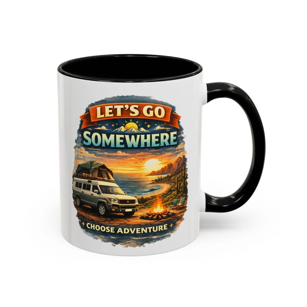 Accent Coffee Mug (11, 15oz) — "Lets Go Somewhere" Design Scenic-Line