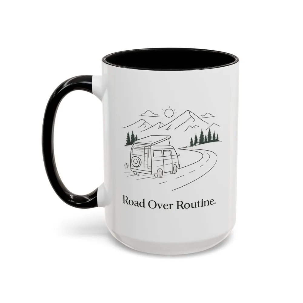 9199826654023348035_2048.jpeg Accent Coffee Mug (11, 15oz) — "Road Over Routine" Design Minimal-Line