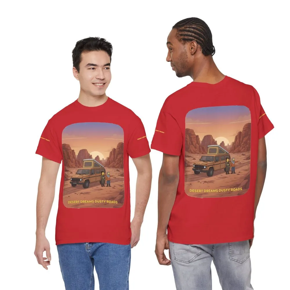 Unisex Heavy Cotton Tee — "Desert Dreams Dusty Roads" Design Sitcom-Line
