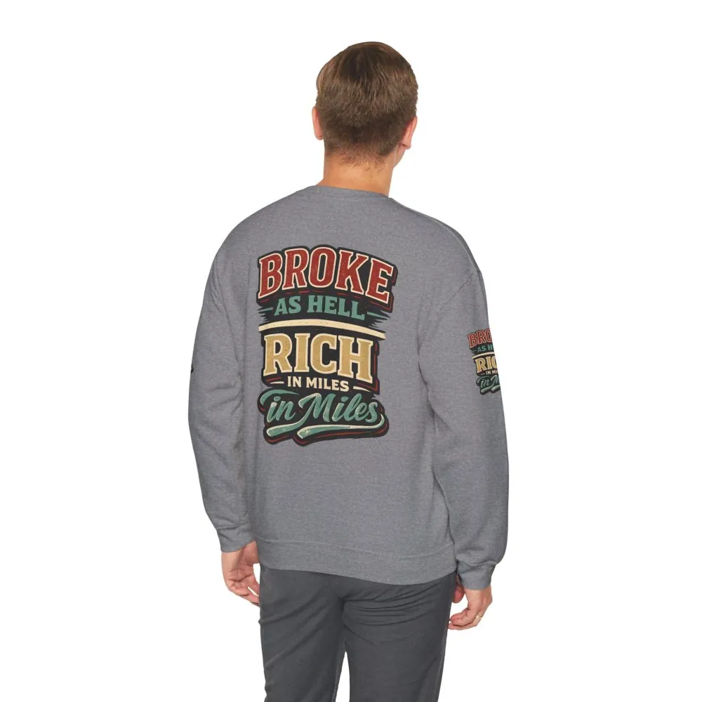 Unisex Heavy Blend™ Crewneck Sweatshirt — "Broke As Hell" Design F**K-Line