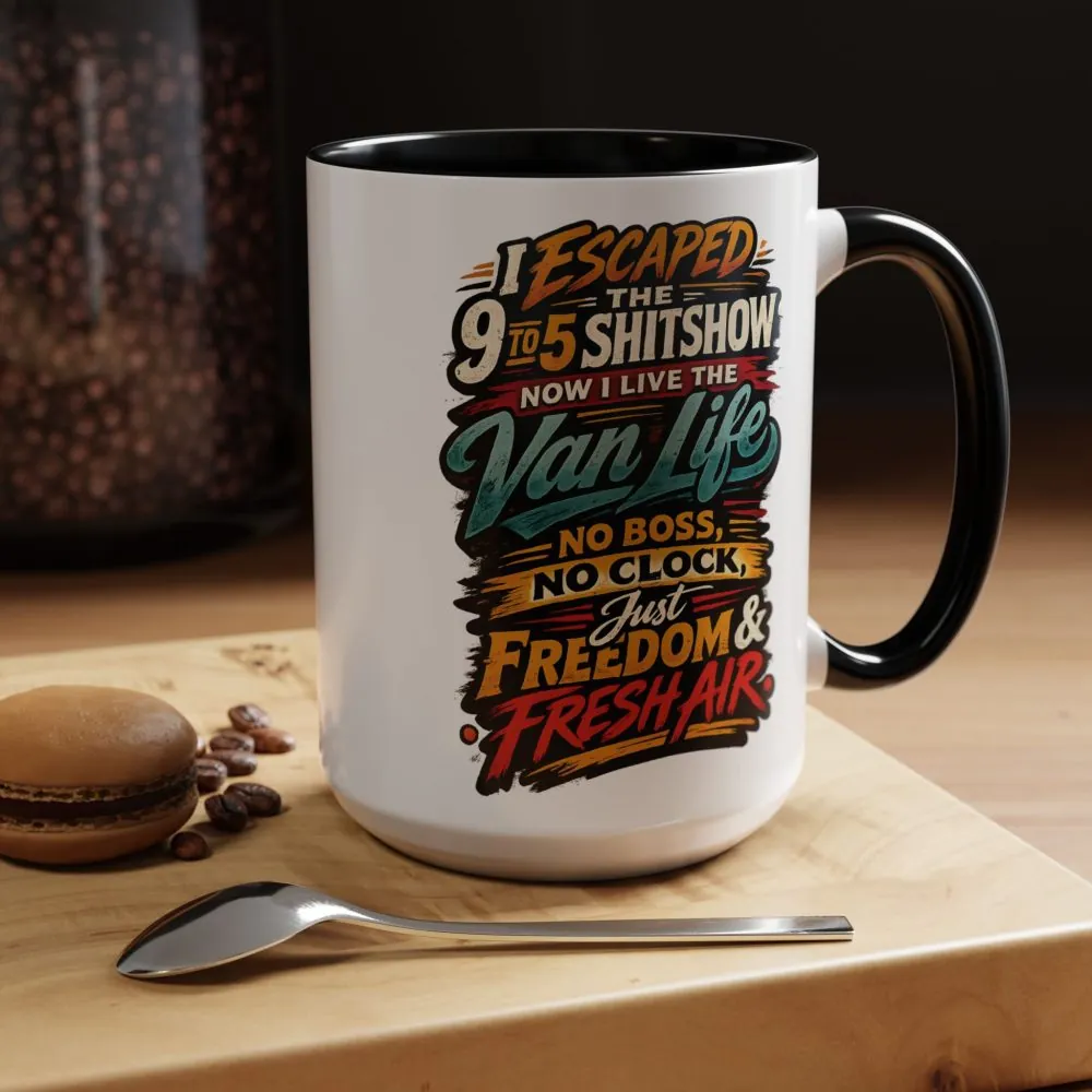 9212985516475748551_2048.jpeg Accent Coffee Mug (11, 15oz) — "I Escaped The 9 To 5" Design F**K-Line